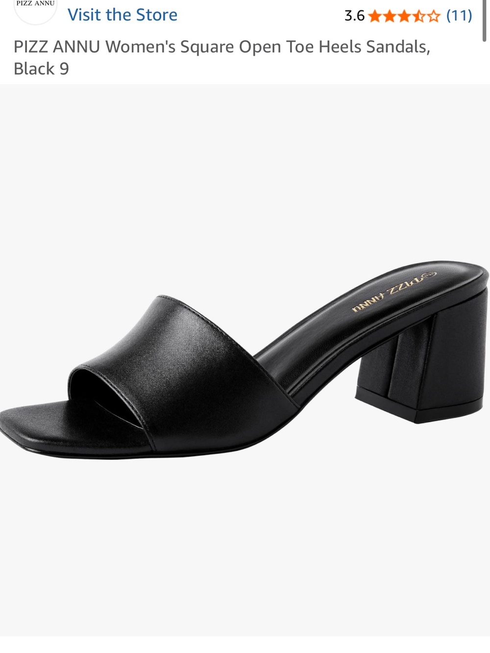 Black Square-Toe Slide Heel